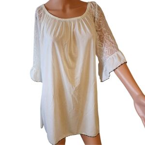 WinWin L-XL white solid lace tunic